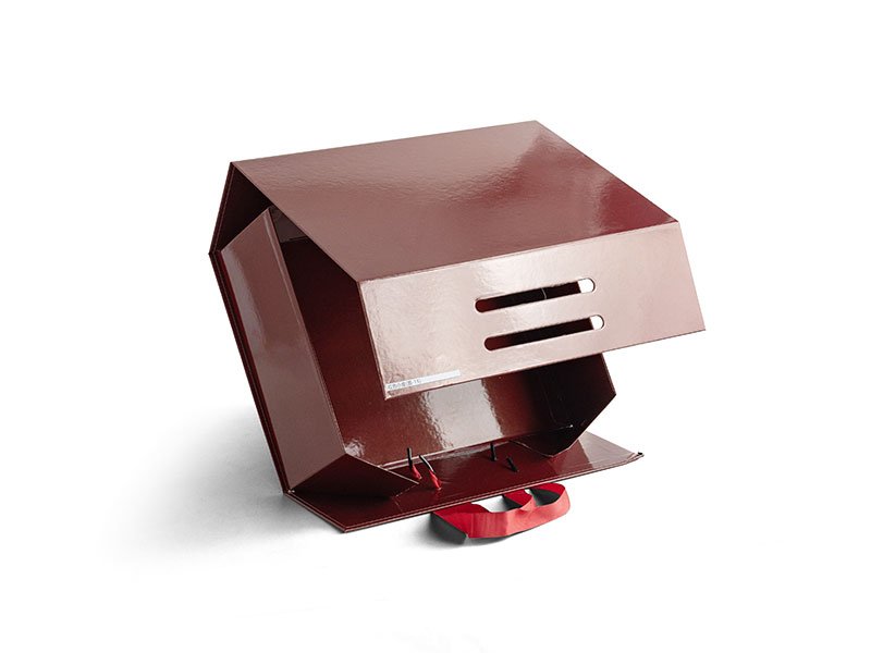 Custom Burgundy Rigid Gift Box with Ribbon Handles – Flip-Top Design