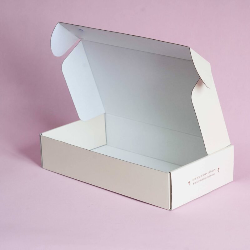 Custom Inner Printed White Corrugated Mailer Box Flat Folding Shipping Carton E-commerce Packaging Paper Box