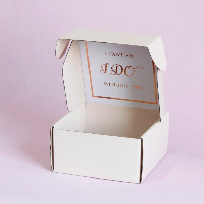 Custom Printed White Corrugated Mailer Box Wedding Bridesmaid Proposal Gift Packaging Folding Shipping Carton Box