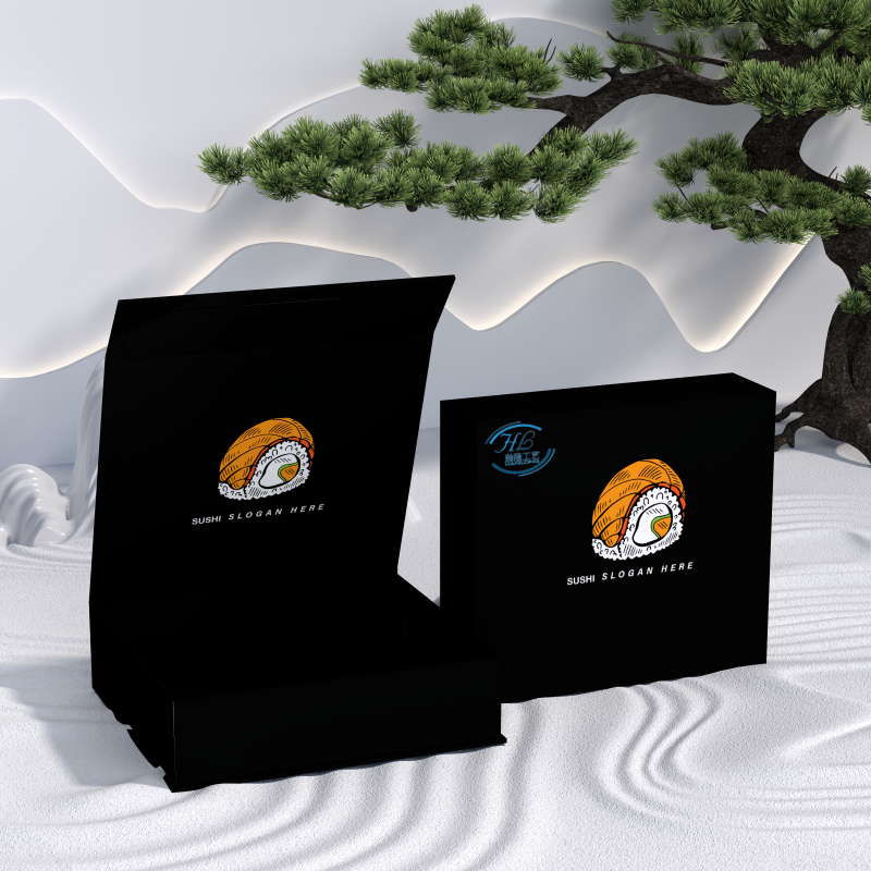 Biodegradable Magnetic Sushi Box Packaging Luxury Takeaway Colored Customized Sushi Box Soy Ink Sushi Takeaway Packaging Box - Image 3