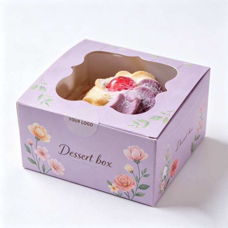 Custom Logo Cake Paper Packaging Box Color Printing Cake Bread Square Boxes with Window Food Grade Box Packaging for Dessert - Image 5