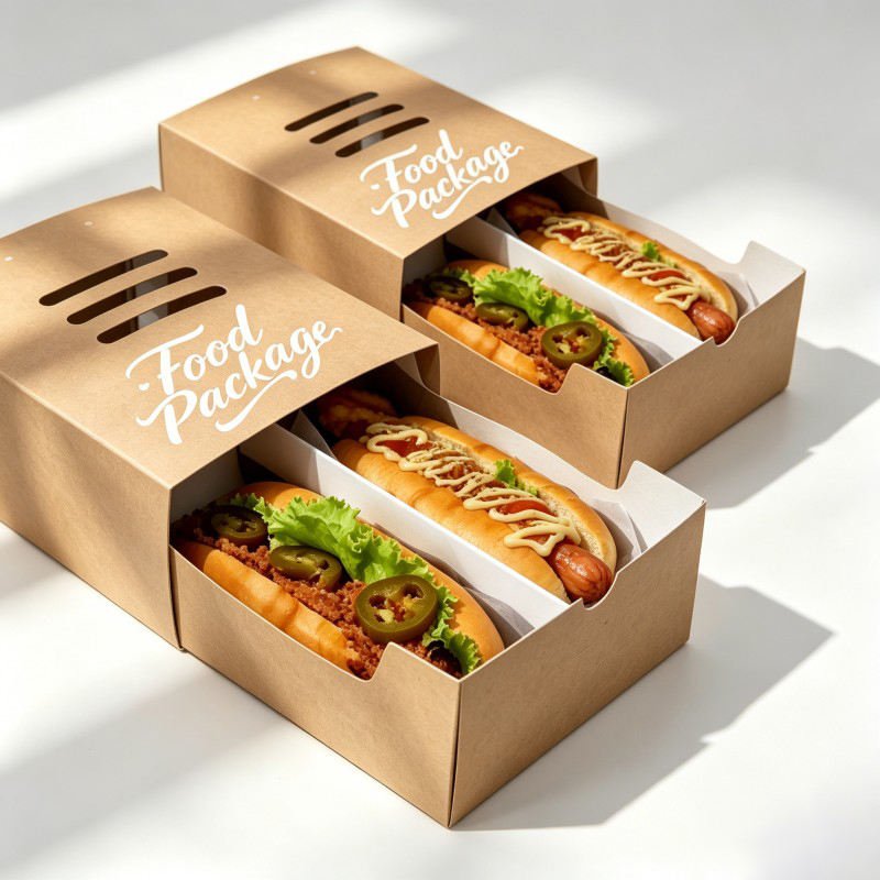 Wholesale Disposable Hot Dog Kraft Box with Sleeve Sandwiches Packaging Tray Fast Food Takeout Dog Paper Box Customized - Image 4