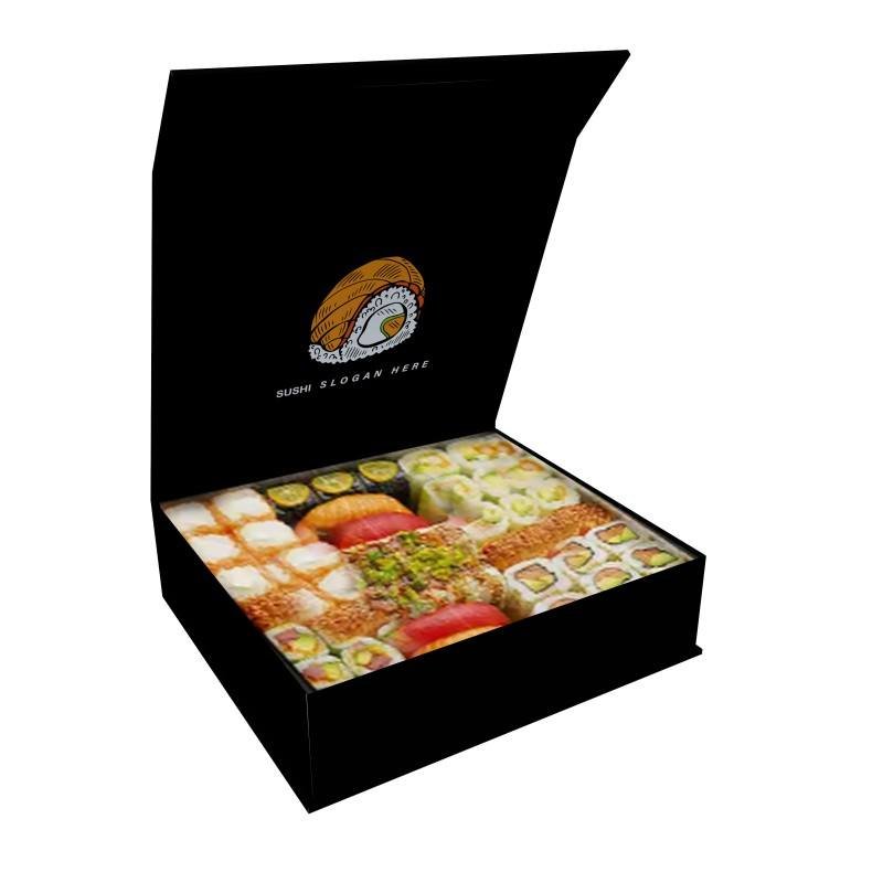 Biodegradable Magnetic Sushi Box Packaging Luxury Takeaway Colored Customized Sushi Box Soy Ink Sushi Takeaway Packaging Box