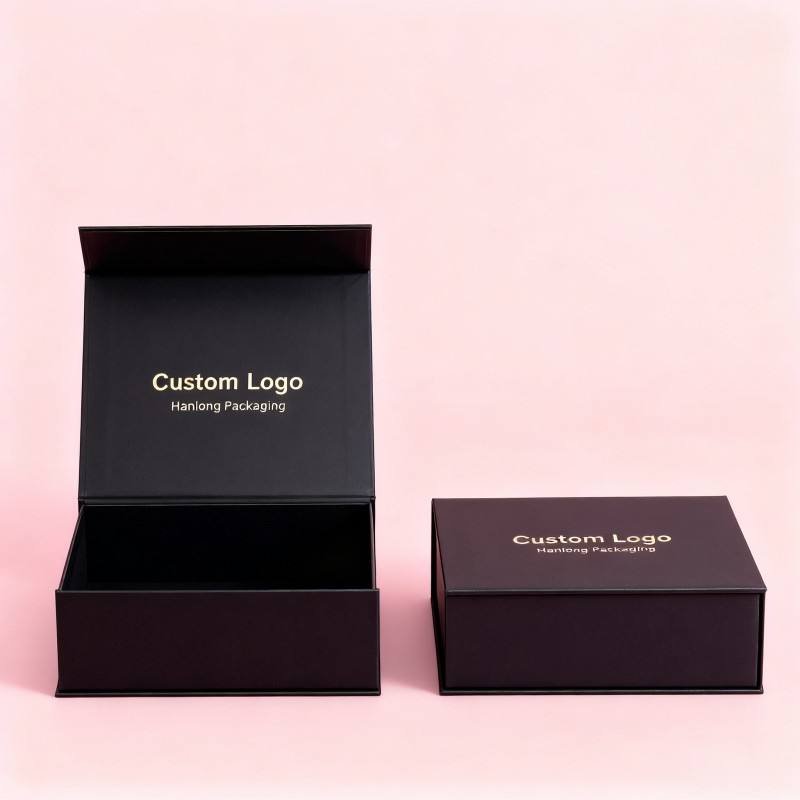 High Quality Custom Black Rigid Box Folding Personalize Packaging Cardboard Rigid Box Soy Ink Clothing Gift Box Packaging - Image 5