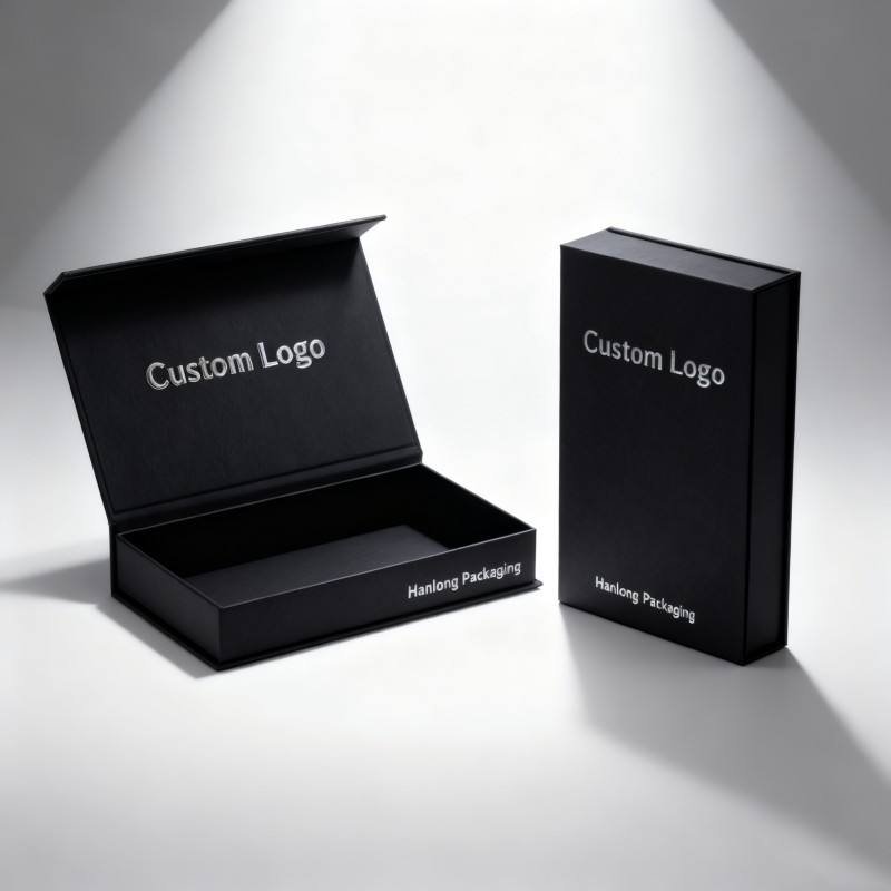 Customized Black Book Shaped Cardboard Packaging Box Magnetic Credit VIP Card Gift Box Recyclable Paper Boxes with Inserts - Image 3