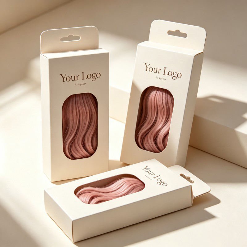 Wholesale Hair Extensions Package Wigs Custom Box Biodegradable Paper Package with Hooks for Hair - Image 4