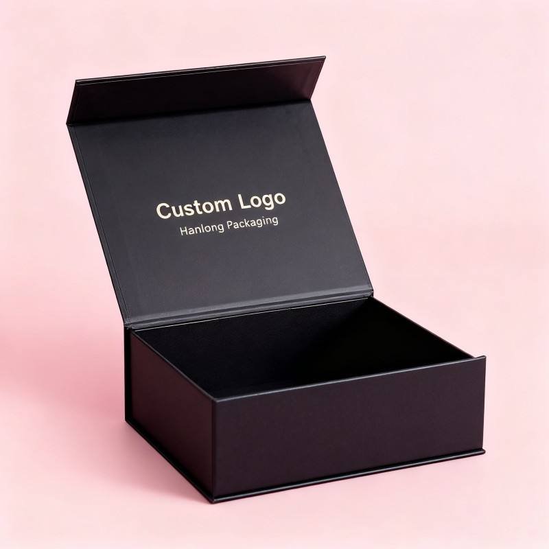 High Quality Custom Black Rigid Box Folding Personalize Packaging Cardboard Rigid Box Soy Ink Clothing Gift Box Packaging - Image 6