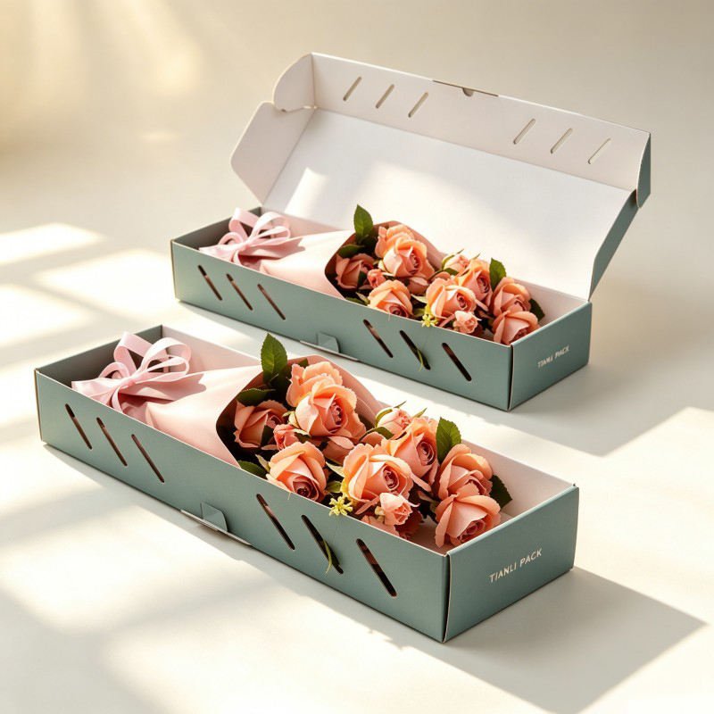 Empty Gift Custom logo Cardboard Box for Flowers and Vase Recyclable Packaging Delivery Box Durable Bouquets Mailer Shipping Box - Image 4