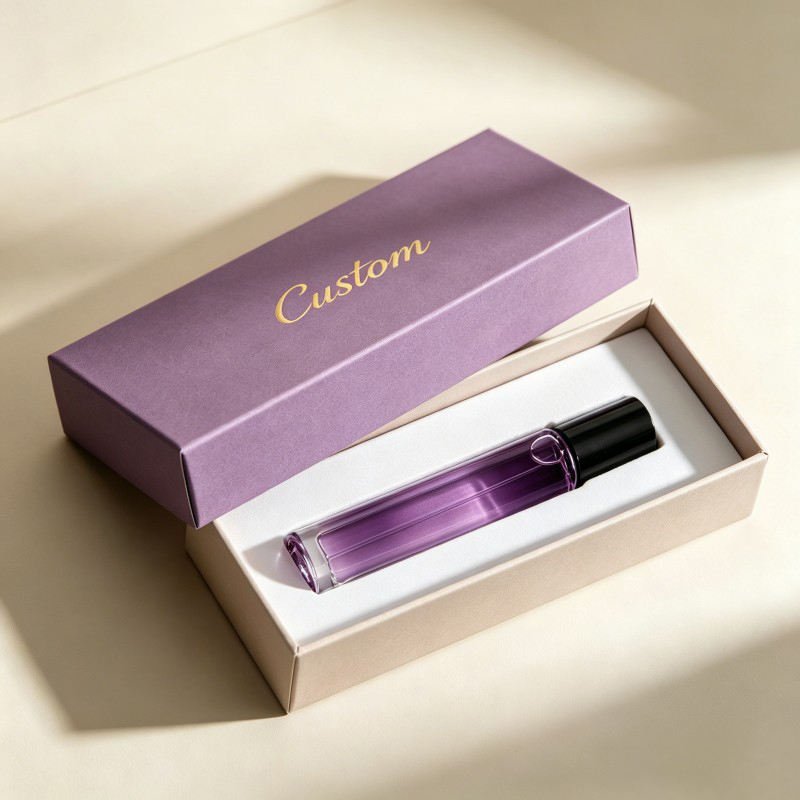 Wholesale Cardboard Perfume Sample Customized Box Pocket Perfume Paper Box 10 ml Roll-top Bottle Box