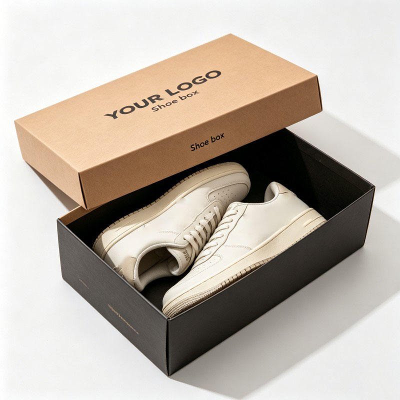 Custom Printing ECO Friendly Shoe Box Kraft Paper Shoe Organizer Box with Embossing Luxury Lid and Base Box for Shoe Packaging - Image 3