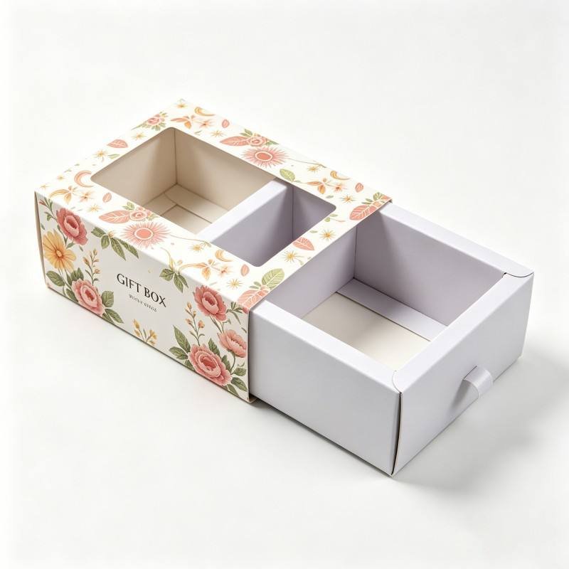 Custom Print Gift Drawer Slid Box Wholesale Hot Sale Gift Box with Window Biodegradable Soy Ink Gift Packaging Box