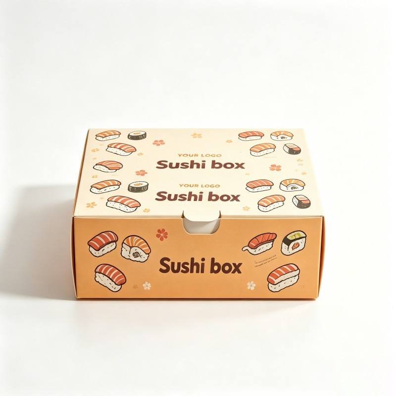 Wholesale Sushi Packaging Box with logo Food Grade Sushi Snack Paper Box with Lid Food Grade Packaging Recyclable Food Container - Image 5