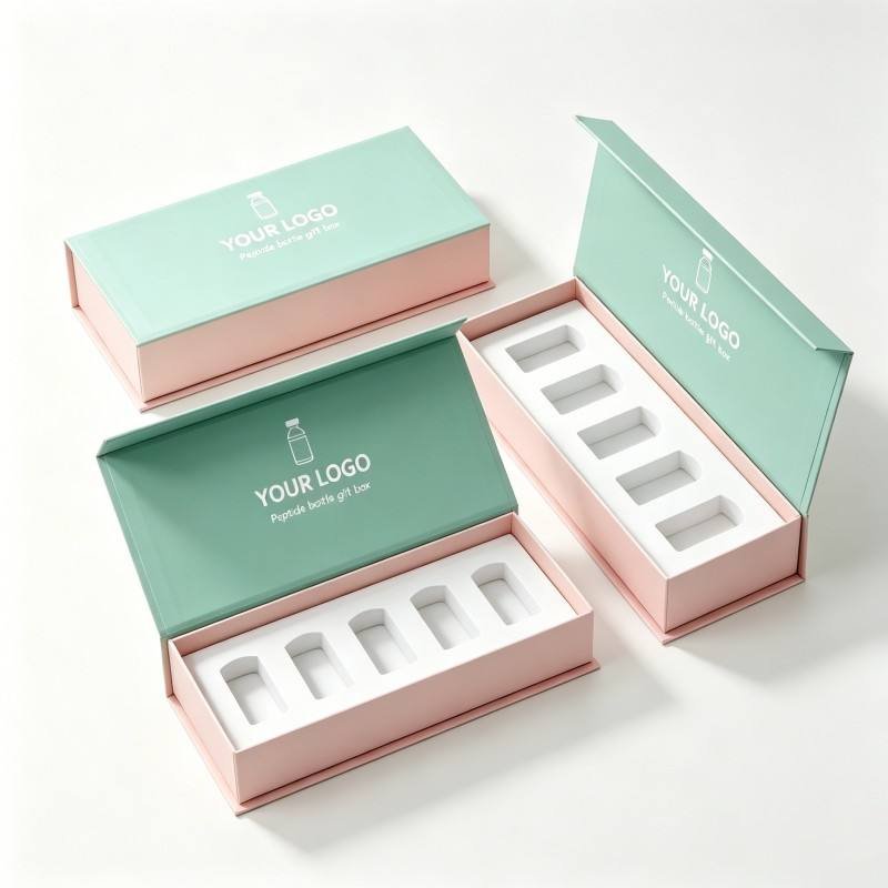 Custom Size Cardboard 2ml Cosmetic Glass Peptide Case Vials Labels and Packaging Box Peptide case Caixa Cartonada Para Ampola