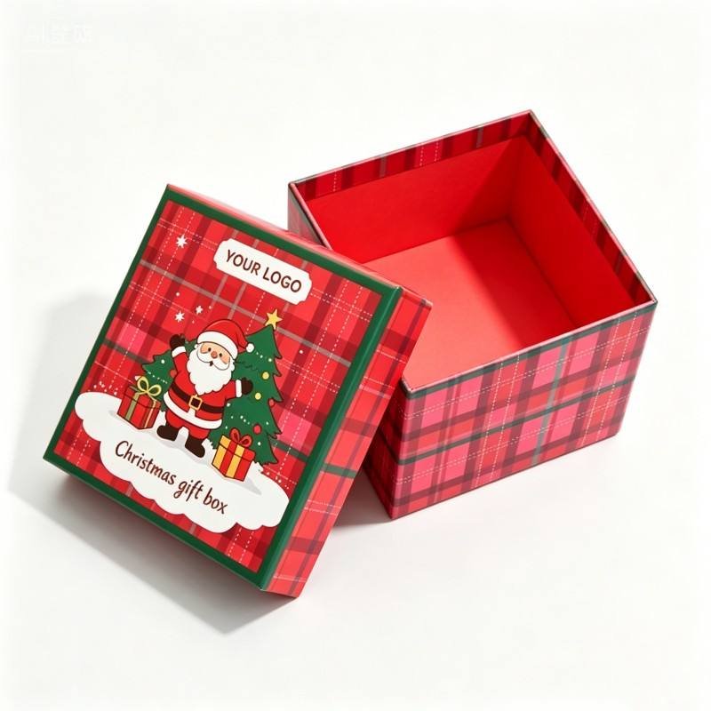 Customizable Christmas Paper Gift Boxes with Sturdy Handle, Beautiful Ribbon, Custom Logo & Size Empty Christmas Gift Paper Box