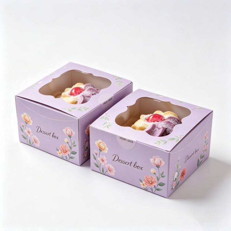 Custom Logo Cake Paper Packaging Box Color Printing Cake Bread Square Boxes with Window Food Grade Box Packaging for Dessert - Image 3