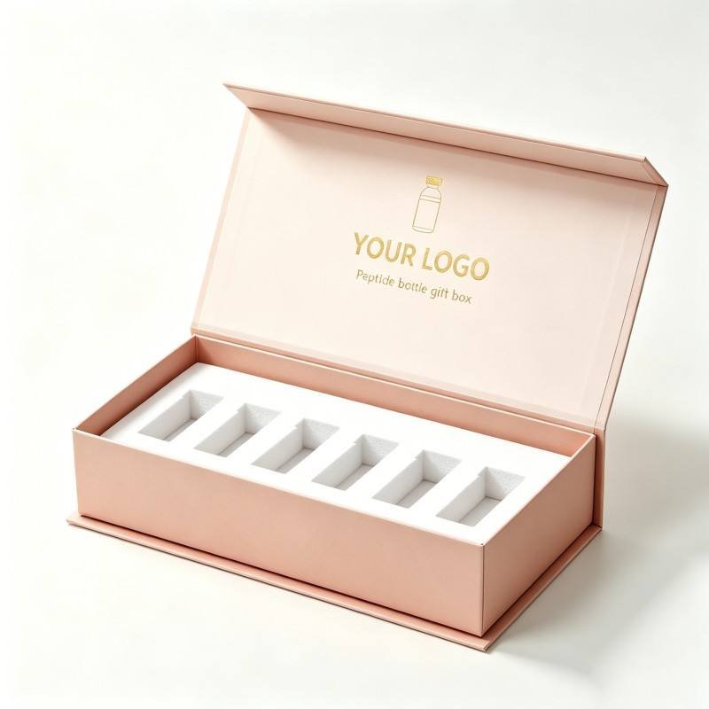 Custom Luxury Peptides Packaging Paper Box Flip Magnetic Gift Box with EVA Foam Insert Vial Packaging for Small Powder Bottles
