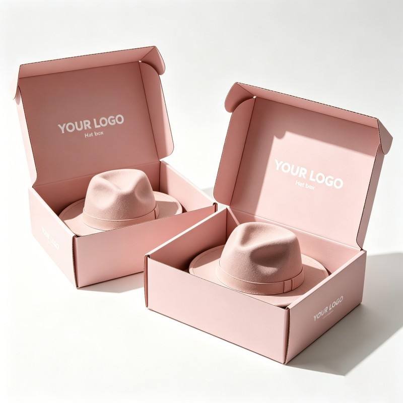 Customized Logo Cap Accessories Paper Packaging Box Stackable Foldable Paper Packaging Boxes Recycled pink Printed Cardboard Box