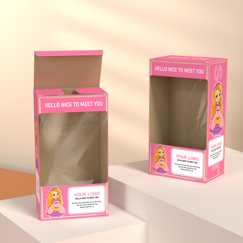 2023 Custom Mini Doll Packaging Box Pink Kids Toy Doll Folding Gift Box Toy Packaging Paper Box With Transparent Window - Image 6