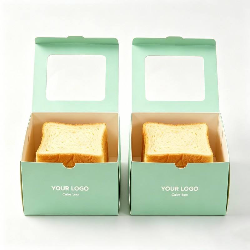 Custom Design Cardboard Paper Cake Box Square Paper Box with clear Window Food Grade Bread Cake Snack Box with Custom logo - Image 3