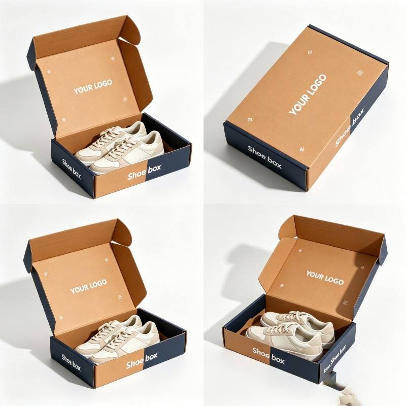 Custom Wholesale logo Luxury Corrugated Foldable Shoe Storage Paper Box for Shoe Packaging Sneaker Shoe Box Mail Paper Shoe Box