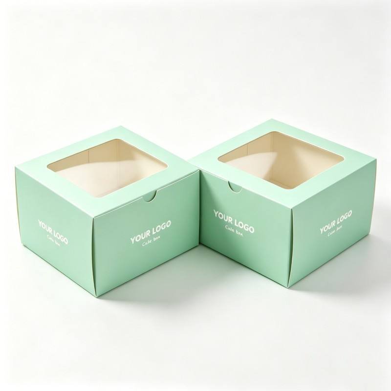 Custom Design Cardboard Paper Cake Box Square Paper Box with clear Window Food Grade Bread Cake Snack Box with Custom logo - Image 5