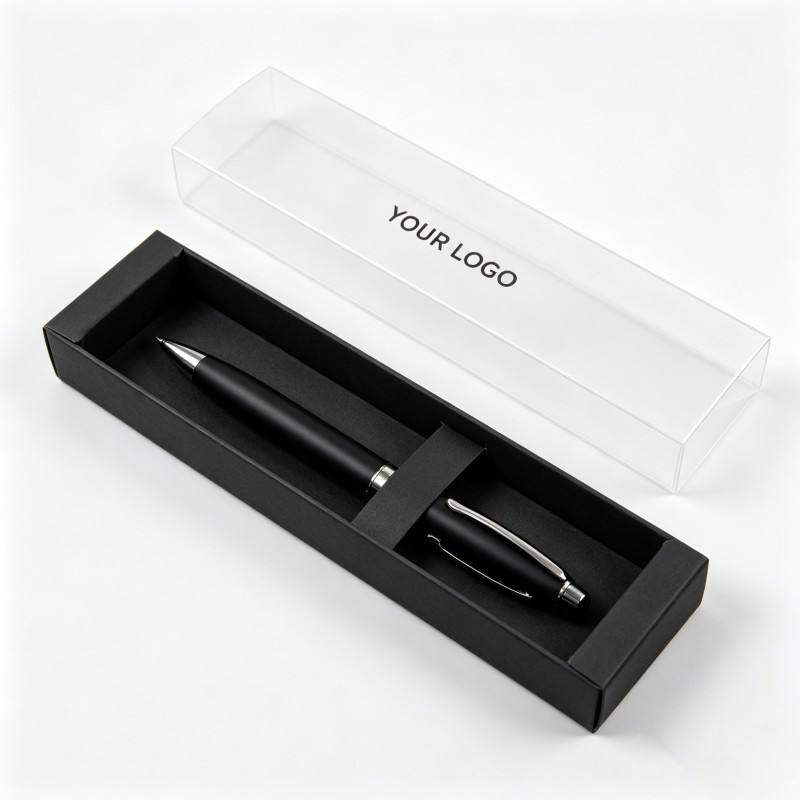 Best Selling Delicate Pen Packaging Box Biodegradable Lid and Base Box with Transparent Window Gift Boxes Soy Ink High Quality