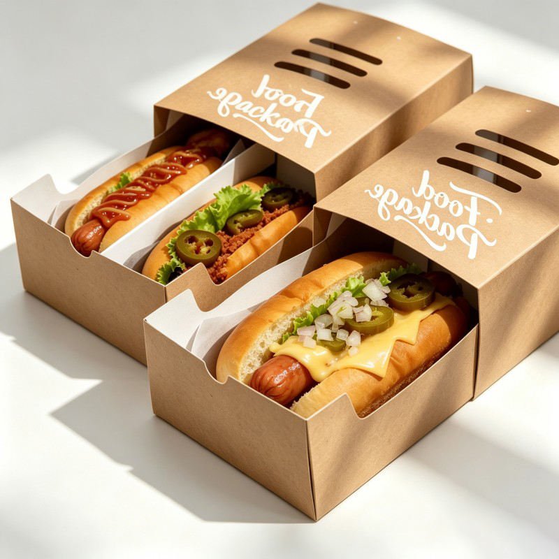 Wholesale Disposable Hot Dog Kraft Box with Sleeve Sandwiches Packaging Tray Fast Food Takeout Dog Paper Box Customized - Image 5