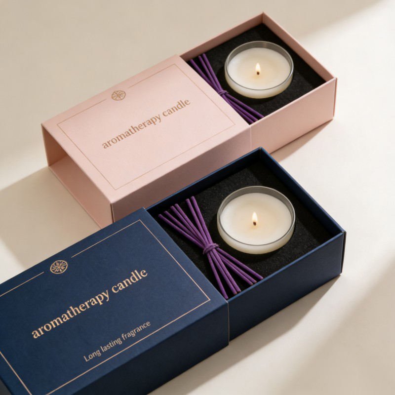 Wholesale Luxury Rigid Box for Candle Gifts Candle Jar Package Customized Drawer Candle Paper Box with Sleeve
