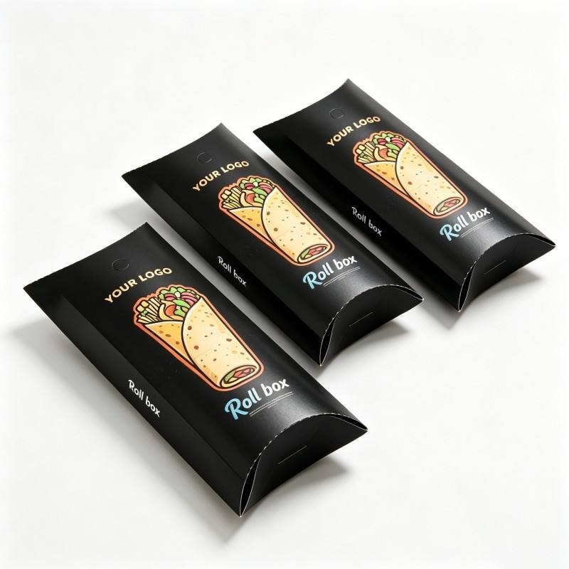 Wholesale Food Grade Burrito Taco Box Hot Sale Pillow Shape Packaging Paper Box Soy Ink Burrito Taco Packaging Box - Image 5