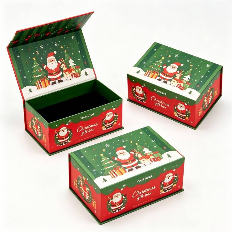 High Quality Custom Logo Christmas Gift Box Elegant White Folding Magnetic Close Rigid Gift Paper Box