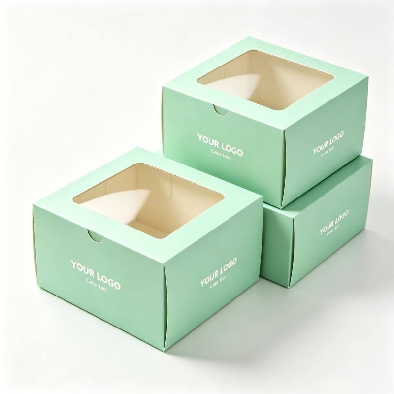 Custom Design Cardboard Paper Cake Box Square Paper Box with clear Window Food Grade Bread Cake Snack Box with Custom logo - Image 6