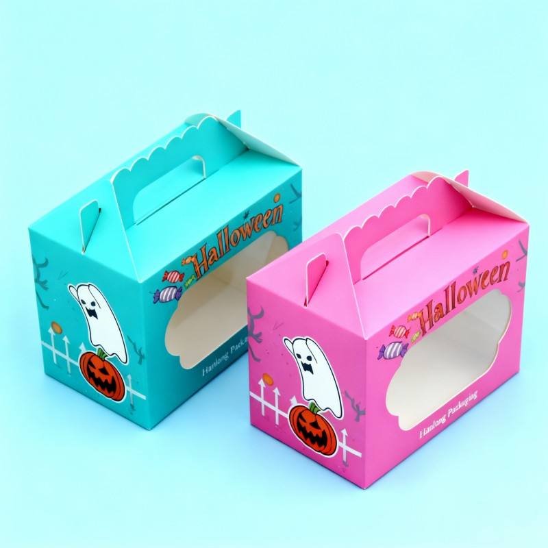 Halloween Gift Paper Box with Handle Digital Printing Toy Gift Paper Box Biodegradable Gift Paper Box with Window - Image 6
