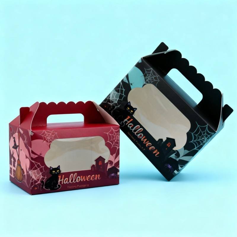 Halloween Gift Paper Box with Handle Digital Printing Toy Gift Paper Box Biodegradable Gift Paper Box with Window - Image 4