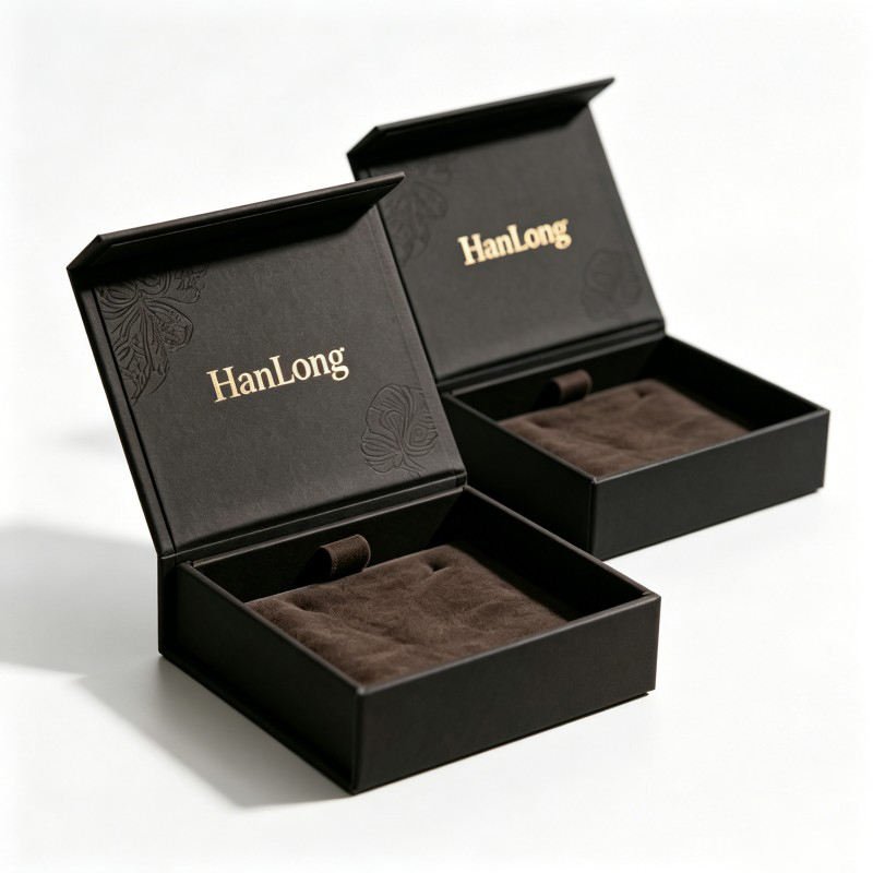 Custom Magnetic Luxury Gift Bracelets Box with Custom logo Luxury Pouch Bag Box with Gold Stamp Gift Jewelry Box