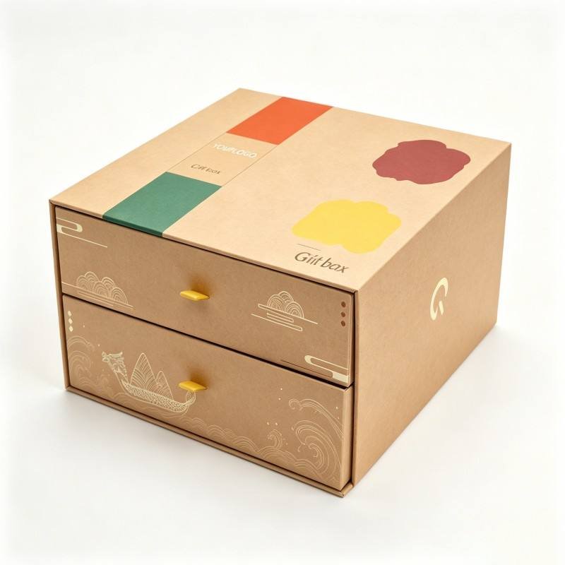 Kraft Paper Rigid Stackable Box Packaging Custom Double-layer Drawer Box Recyclable Paper Box for Cosmetic Gifts Storage Display - Image 3