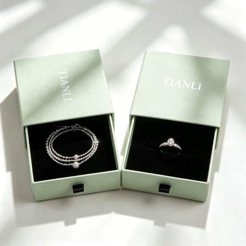 Wholesale Rigid Gift Earrings Box with Ribbon Recyclable Packaging Box for Jewelry Earrings Necklaces Paper Box - Image 4