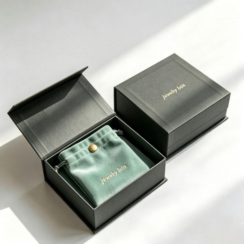 Wholesale Magnetic Closure Jewelry Box Rigid Cardboard Gift Package with EVA Foam Earrings Necklace Paper Box - Image 2