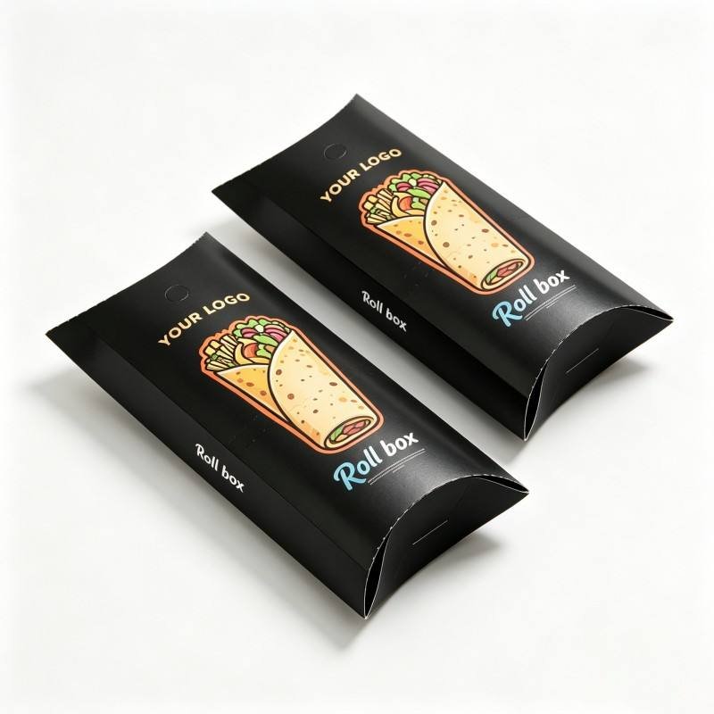 Wholesale Food Grade Burrito Taco Box Hot Sale Pillow Shape Packaging Paper Box Soy Ink Burrito Taco Packaging Box