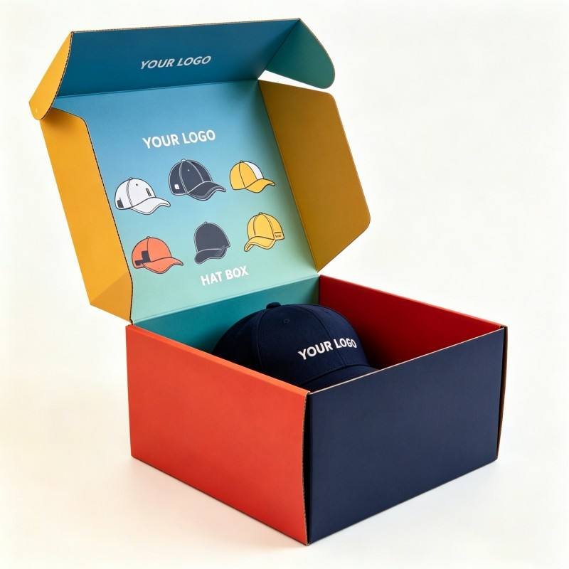 Custom Logo Cap Accessories Paper Box Rectangle Color Printed Box Packaging with logo Recyclable Folding Hat Packaging Boxes - Image 4