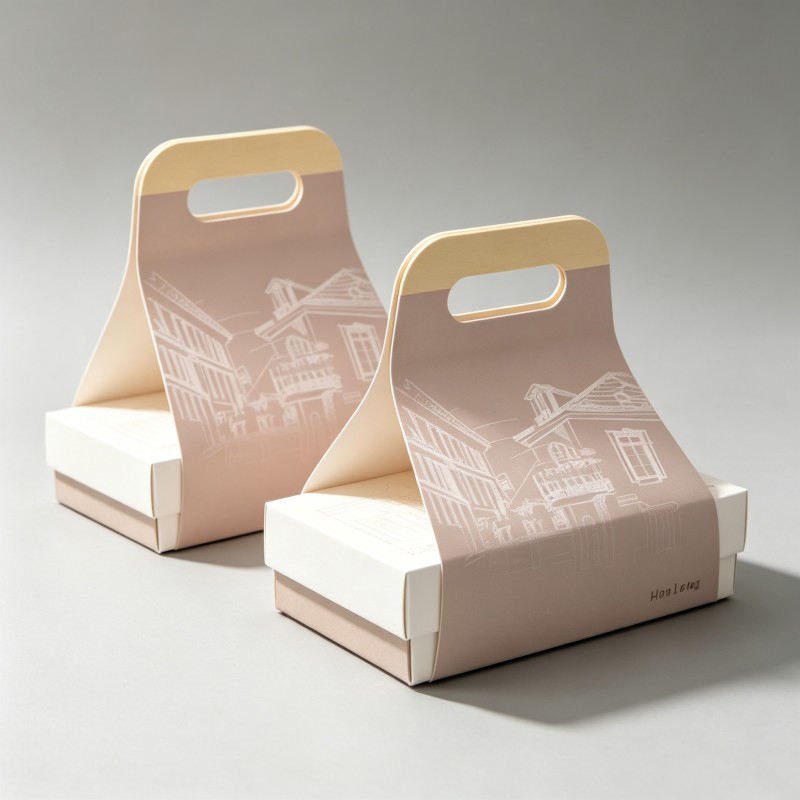 Wholesale Chocolate bar Paper Box  Walnut Ramadan Snack Boxes Customized  Gift Box and a Handle Candies Pastries Box