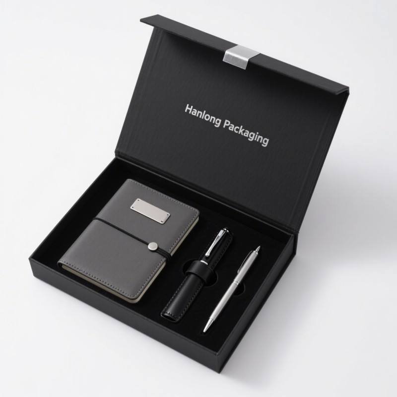 Luxury Notebook Gift Set Packaging Box Soy Ink Notebook Pen Box Package High Quality Notebook Magnetic Closure Box