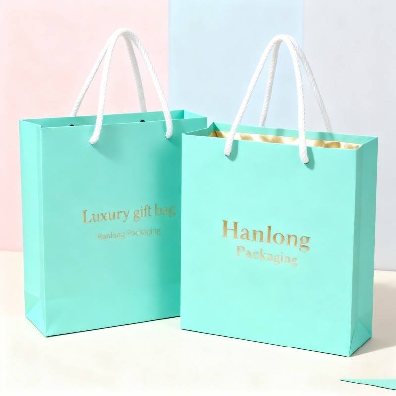 Customized Design Luxury Green Paper Bag Wholesale Shopping Gift Packaging Personalized Luxury Retail Clothing Bag with logo