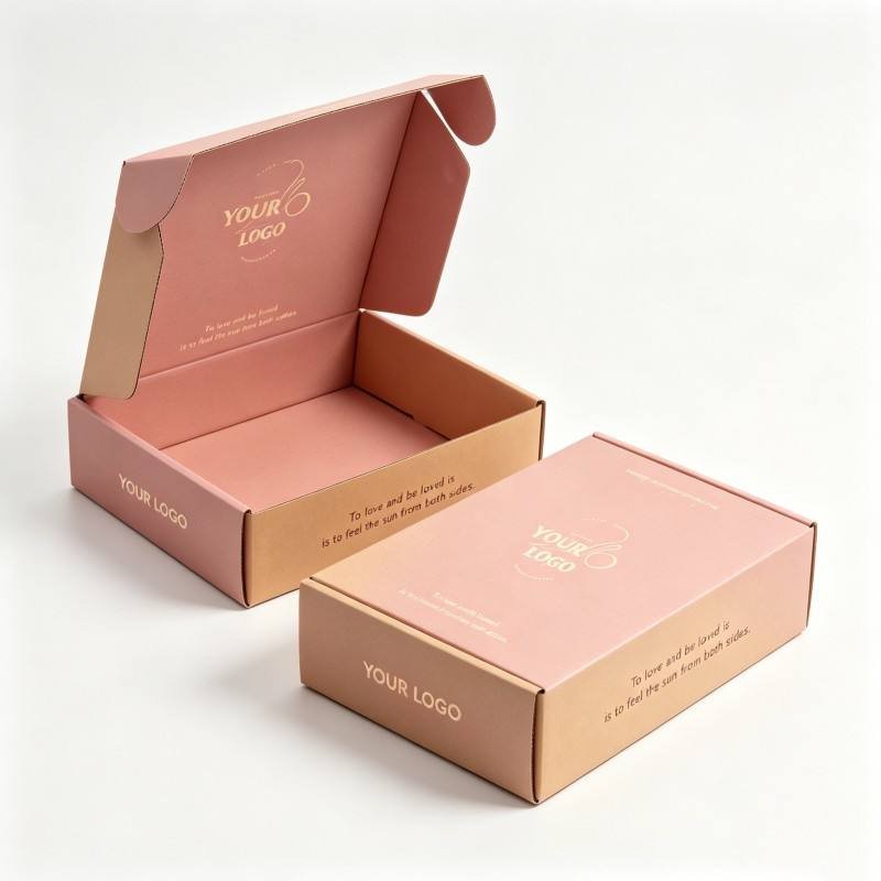 Custom Blush Pink Printing Packaging Boxes Gold Foil Box with Love Quotes Shipping Mailer Paper Box for Gifts Clothes Crafts - Image 3