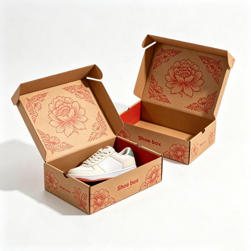Factory Direct Shoe Box Packaging Corrugated Paper Board Sneaker Shoe Box With Custom Logo UV Gold Foil Printing Foldable Boxes - Image 3