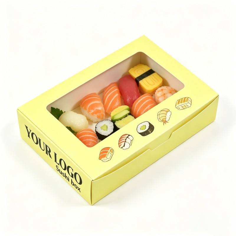 Custom Printing Reusable Paper Box for Sushi Snack Folding Paper Boxes Packaging With Window Food Grade Packaging With Logo - Image 6