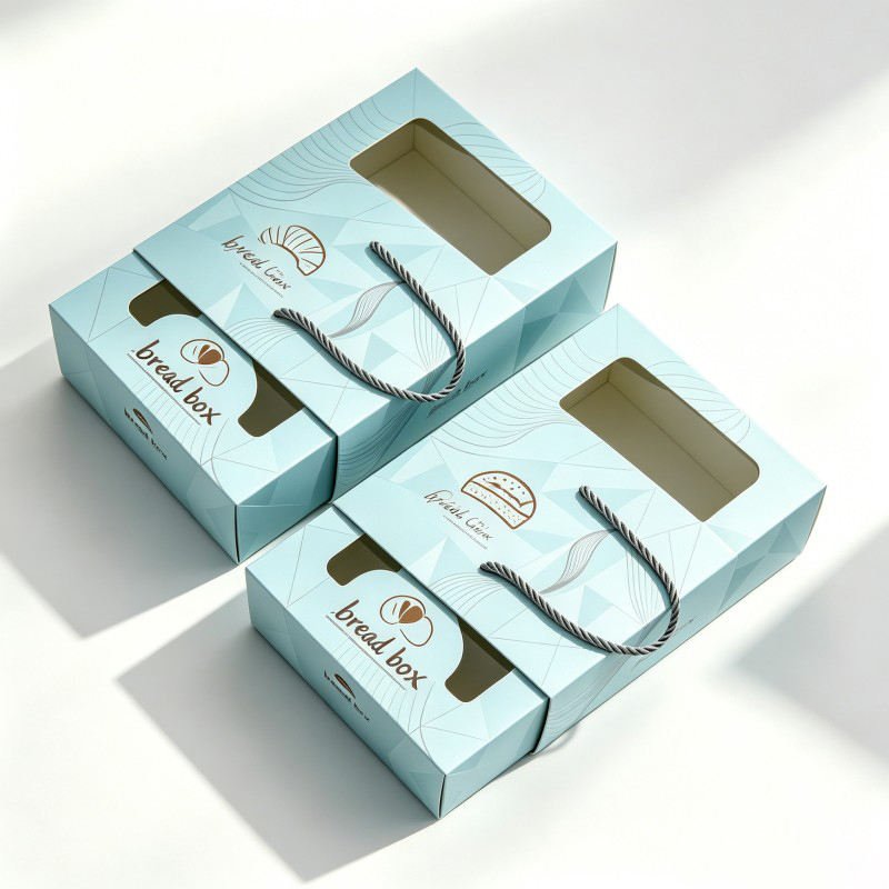 Wholesale Customized Cookies Box With Window Snack Food Customized Box Chocolates Party Cake Box with Rope Handle