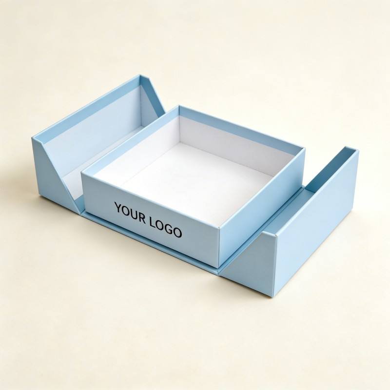 High-End Closed Rigid Cardboard Box Two Piece Side Open Double Door Gift Box for Cosmetic Skincare Luxury Gift Packaging