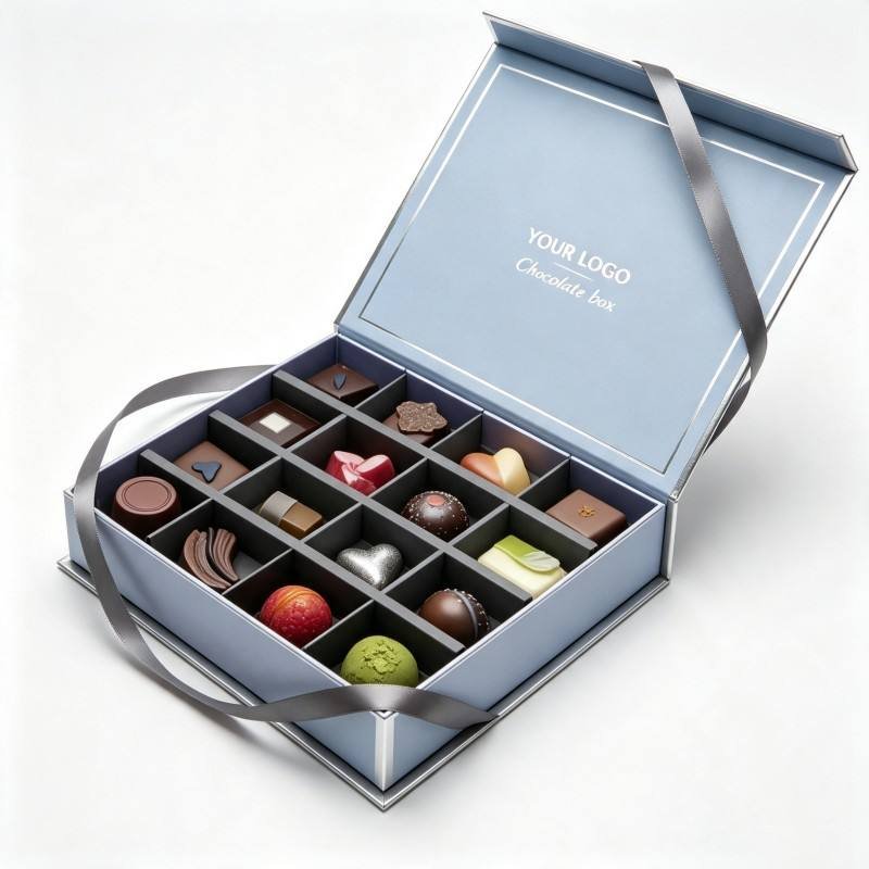 High Quality Cardboard Gold Foil Chocolate Packaging Box 4/6/8/12/24 Piece  Custom Flavor Snack Luxury Rigid Gift Box Food Box