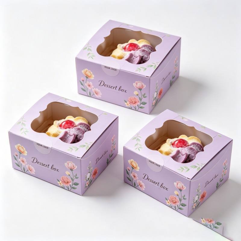 Custom Logo Cake Paper Packaging Box Color Printing Cake Bread Square Boxes with Window Food Grade Box Packaging for Dessert - Image 4