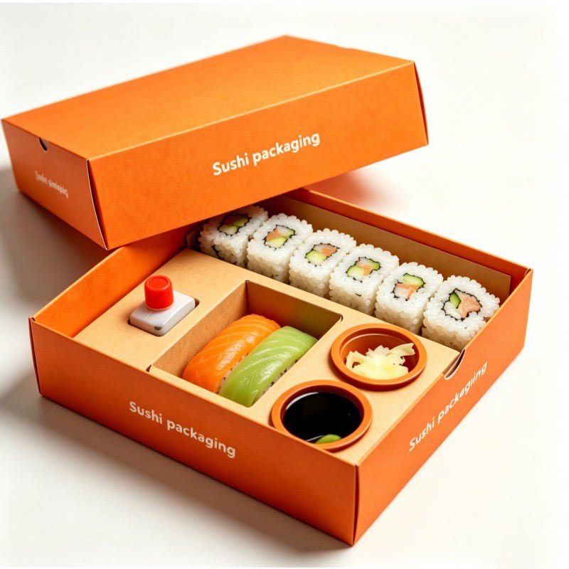 Wholesale Sushi Box with Sauce Cup Holder  Takeout Sushi Boxes Food Paper Box High Quality Sushi Packing Box Customized